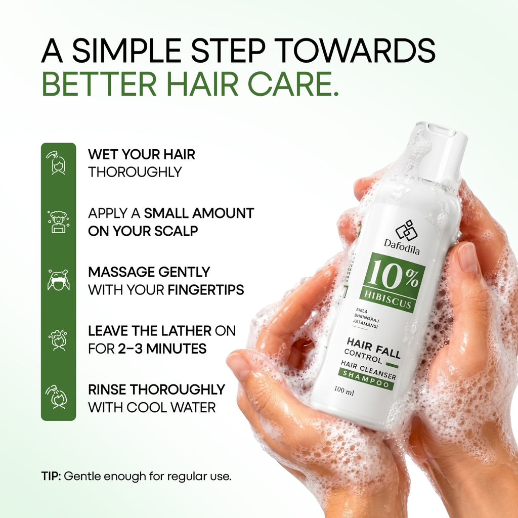 How to use Dafodila Hibiscus Hair Fall Control Shampoo – step by step
