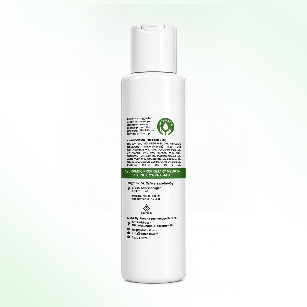 Dafodila Hibiscus Shampoo back label – full ingredient composition