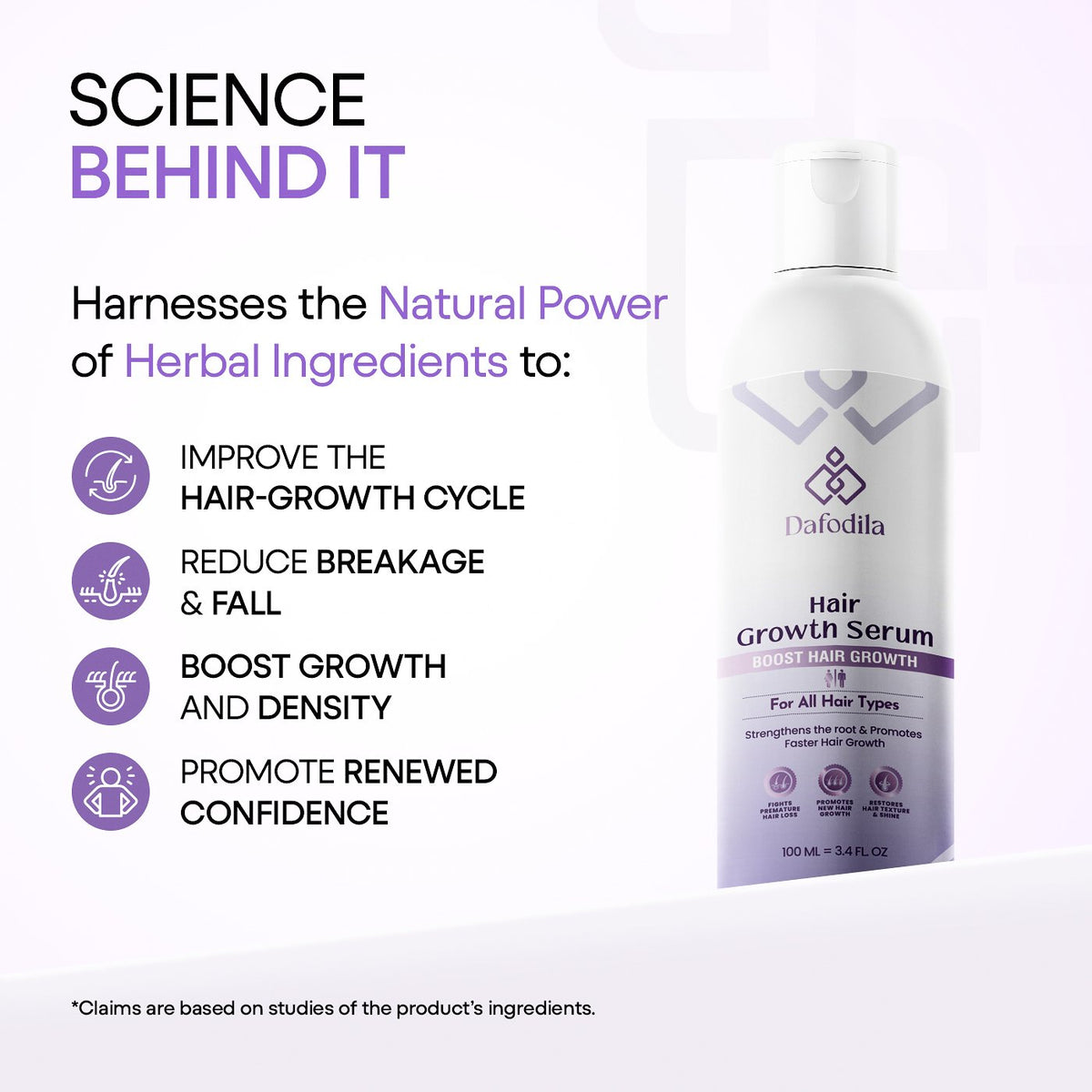 Dafodila Hair Growth Serum for Men & Women | Boost Hair Growth, Strengthens Roots – 100ml