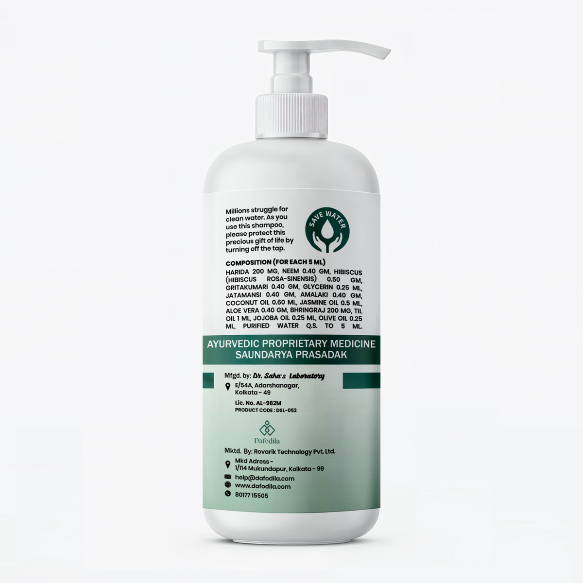 Dafodila Anti-Hairfall Shampoo for Men & Women with Arnica, Olive & Castor – 300ml